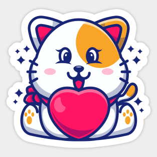 Cute baby cat cartoon with love Sticker